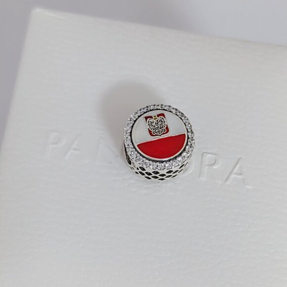 Pandora Poland Flag Exclusive Travel Charm Bracelet Pendant S925 Silver with box - Picture 7 of 7